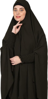 DBD MALL Silk Blend Solid Abaya(Black)