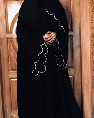 SALAHWEARS Polyester Solid, Self Design Naqab With Hijab(Black)