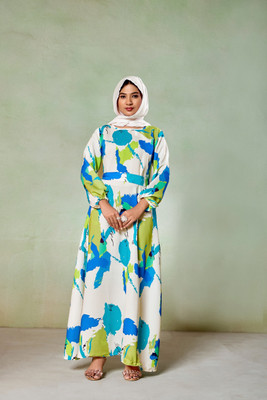 bhavyata Nida Matte Self Design Abaya(Multicolor)