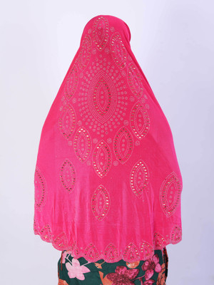 TEXNOVA Polyester Self Design Abaya(Pink)