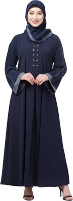 N4N Garments Nida Matte Solid Abaya With Hijab(Blue, Grey)