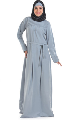 Momin Libas Polyester Solid Abaya(Grey)