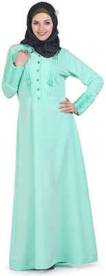 Momin Libas Polyester Solid Abaya(Green)