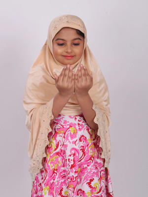 TEXNOVA Polyester Self Design Abaya(Beige)