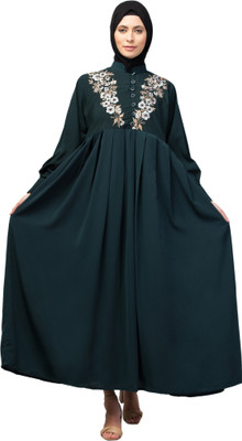 recent tdrends Crepe Solid Abaya With Hijab(Green)