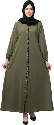 Subeda Polyester Solid Abaya(Green)