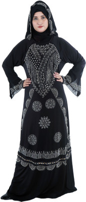 ZOHAN ENTERPRISES Polyester Self Design, Solid Burqa With Hijab(Black)