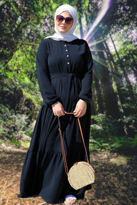 SARINKU Polyester Abaya(Black)