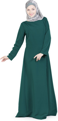Momin Libas Polyester Solid Abaya(Green)
