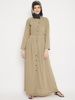 Momin Libas Polyester Solid Abaya(Beige)