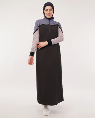 SILK ROUTE London Polyester Solid Abaya(Black)