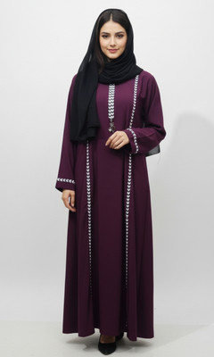 Ayan Nida Matte, Polyester Abaya With Hijab(Purple)