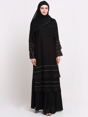 Klotthe Polyester Self Design Burqa(Black)