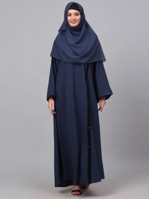 Klotthe Polyester Self Design Burqa(Blue)