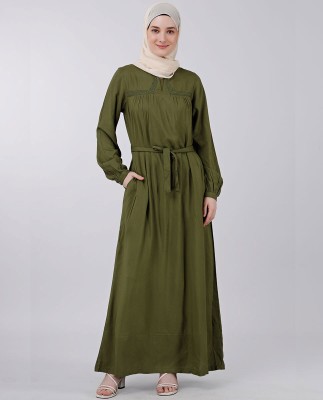 SILK ROUTE London Polyester Abaya(Green)