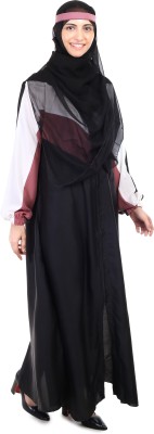 holidayfashion Cotton Blend Solid Burqa With Hijab(Black)