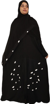 rentop Nida Matte Self Design Abaya With Hijab(Black, White)
