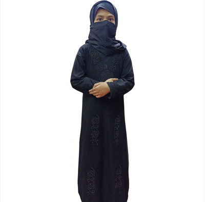 afifa Polyester Self Design Burqa(Blue)