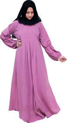 fmfashionhouse Polyester Self Design Burqa With Hijab(Pink)