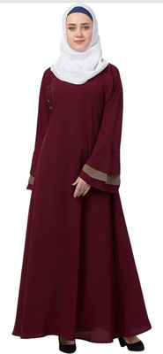recent tdrends Crepe Solid Burqa With Hijab(Maroon)