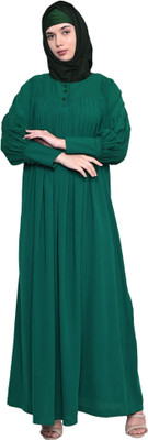 Momin Libas Polyester Solid Abaya(Green)
