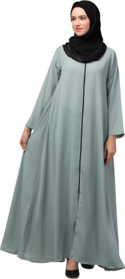 HIJAB WORLD Nida Matte Solid Burqa(Grey)
