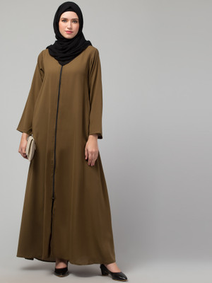 HIJAB WORLD Nida Matte Solid Burqa(Gold)