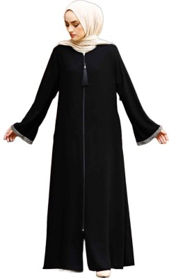 ovais abaya collection Nida Matte Solid Burqa With Hijab(Black)