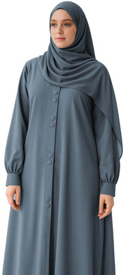 aaruh Polyester Solid Abaya(Grey)