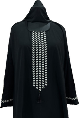 Hummiii Cotton Blend Solid Burqa With Hijab(Black)