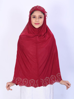 TEXNOVA Polyester Abaya With Hijab(Red)
