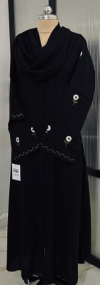 aaruh Polycotton Self Design Burqa With Hijab(Black)