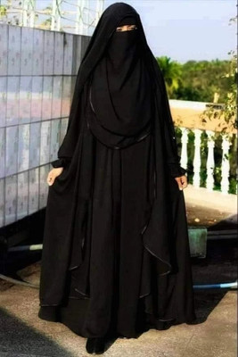 YR ENTERPRISEY Georgette Self Design Burqa With Hijab(Black)