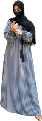 MM COLLECTION Georgette Self Design Abaya With Hijab(Grey)