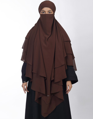 Ana Georgette Solid Burqa(Brown)