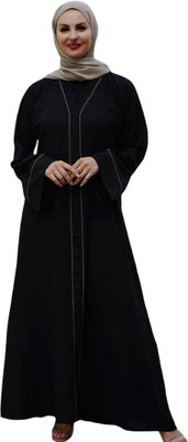 Veilara Crepe Self Design Burqa With Hijab(Black)