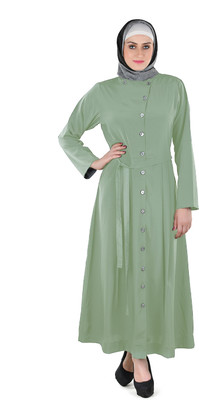 Momin Libas Polyester Solid Abaya(Green)