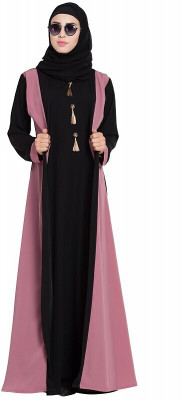 recent tdrends Crepe Solid Burqa With Hijab(Black, Pink)