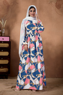 bhavyata Nida Matte Self Design Abaya(Multicolor)