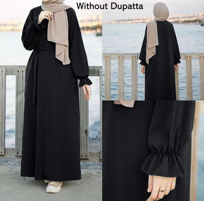 MUSHFAABAYA Cotton Blend Self Design Burqa With Hijab(Black)