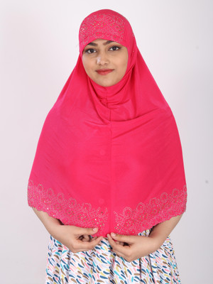 TEXNOVA Polyester Self Design Abaya(Pink)