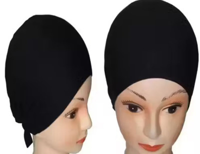 TOOTARE Chiffon Solid Abaya With Hijab(Black)