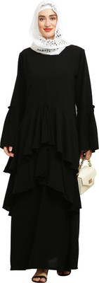 Burbi Polyester Solid Abaya(Black)