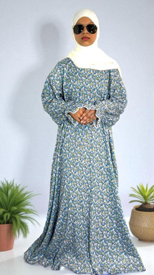 ANBA Cotton Blend Solid Abaya(Blue)