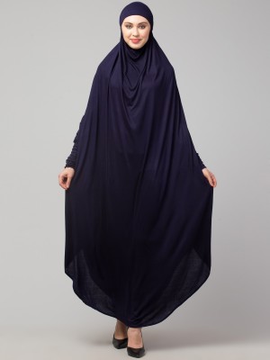 HIJAB WORLD Nida Matte Solid Abaya(Blue)