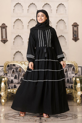 NR TRENDS Cotton Silk Abaya With Hijab(Black)