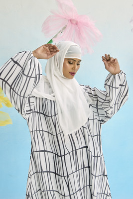 bhavyata Nida Matte Self Design Abaya(White)