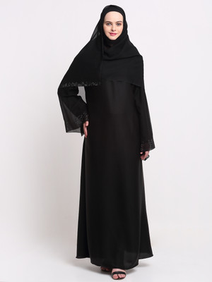 Klotthe Polyester Self Design Burqa(Black)