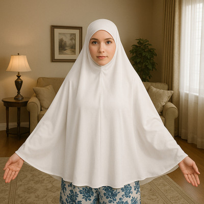 Ah creation Polyester Solid Naqab(White)