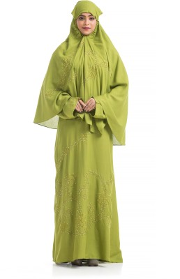 The Ocean Export and Import Cotton Blend Burqa With Hijab(Green)